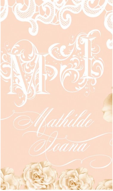 Trusou de botez somon cu alb cu broderie sand pentru fetite Elegant Monogram Peach 6